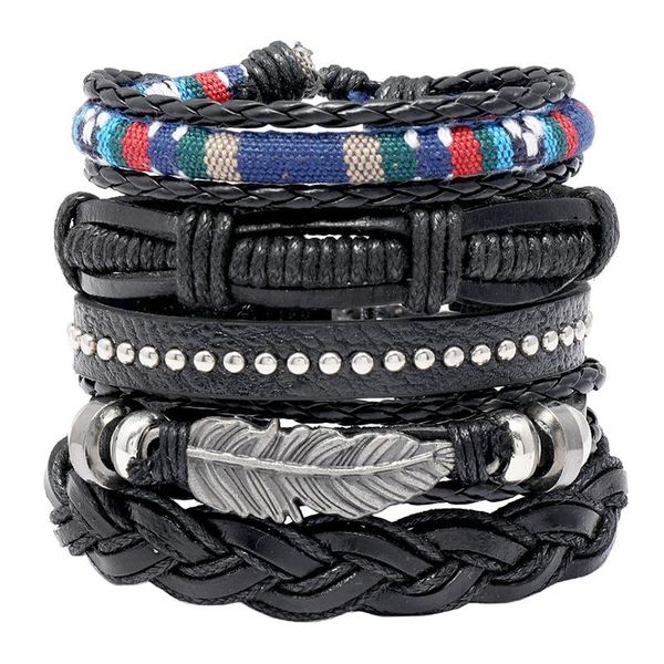 2020-men's vintage leaf feather multilayer leather bracelet star rope hand woven bracelet men's gift, Golden;silver
2020-men's vintage leaf feather multilayer leather bracelet star rope hand woven bracelet men's gift, Golden;silver