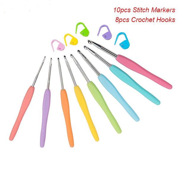8pcs size 2.5-6.0mm rubber soft handle crochet hooks knitting needles for mom woven scarves include 10pcs stitch markers bonus1, Black
8pcs size 2.5-6.0mm rubber soft handle crochet hooks knitting needles for mom woven scarves include 10pcs stitch markers bonus1, Black