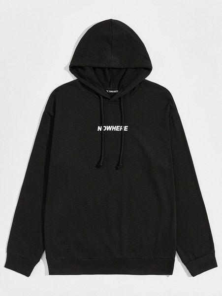 men letter graphic drawstring hoodie c7ok#, Black 
men letter graphic drawstring hoodie c7ok#, Black