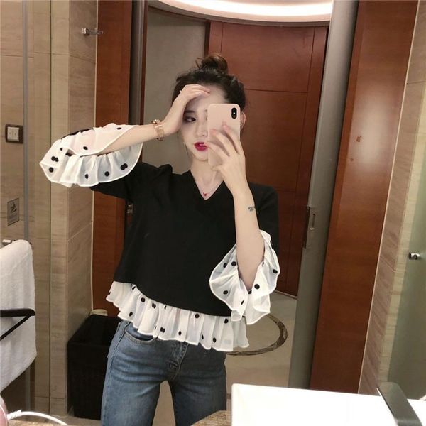 2020 new style korean-style summer women's dress pullover bell sleeve flounced three-quarter-length sleeve chiffon blouse 5, White
2020 new style korean-style summer women's dress pullover bell sleeve flounced three-quarter-length sleeve chiffon blouse 5, White