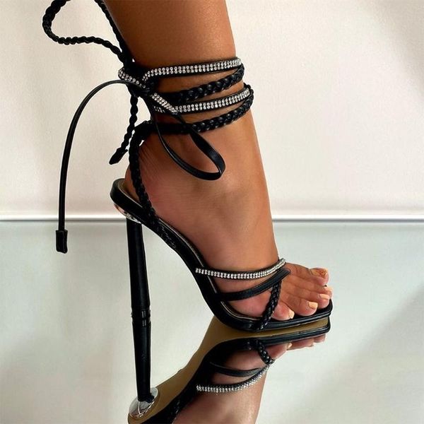 sandals fashion women weave ankle strap round high heels hollow lace up rhinestone party pumps drop ship, Black
sandals fashion women weave ankle strap round high heels hollow lace up rhinestone party pumps drop ship, Black