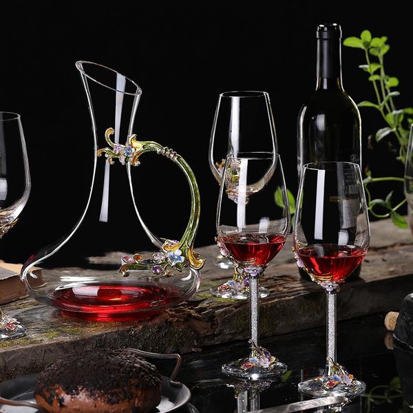 wine glasses enamelled crystal glass set european goblet family wines cup decanter light luxury wedding gift
wine glasses enamelled crystal glass set european goblet family wines cup decanter light luxury wedding gift