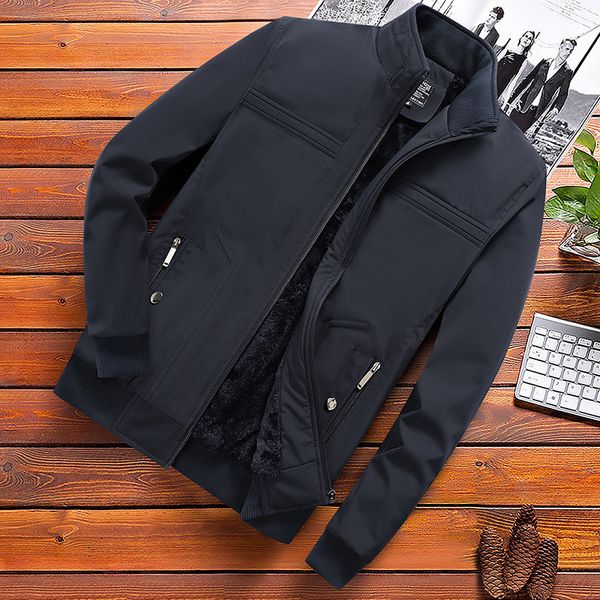 father's coat autumn winter plush thickened jacket casual stand collar middle aged men's top, Black;brown
father's coat autumn winter plush thickened jacket casual stand collar middle aged men's top, Black;brown