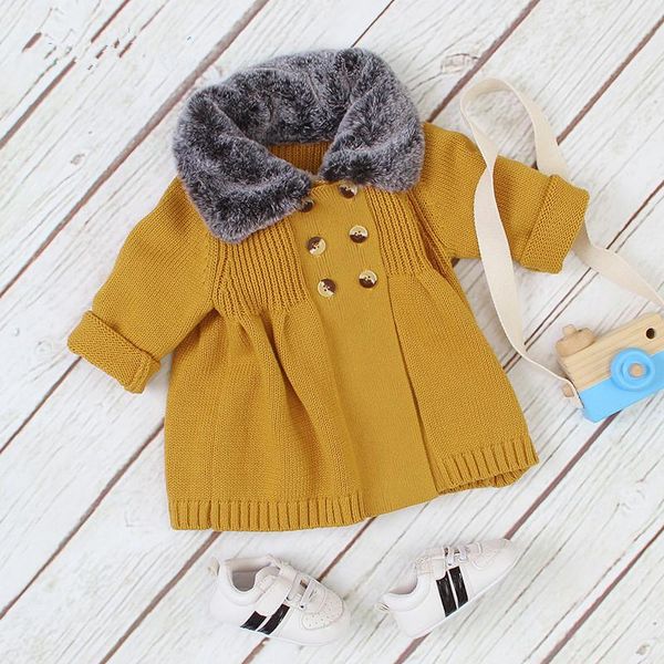 2020 kids girl's knitted sweater coat autumn winter girl baby double breasted children jumper with fur collar wmtqqr, Blue
2020 kids girl's knitted sweater coat autumn winter girl baby double breasted children jumper with fur collar wmtqqr, Blue