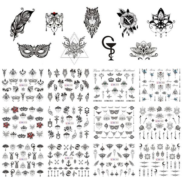 12 designs nail polish sticker retro black owl jewelry flowers mask feather symbol water decals manicure tattoos bebn973-984 
12 designs nail polish sticker retro black owl jewelry flowers mask feather symbol water decals manicure tattoos bebn973-984