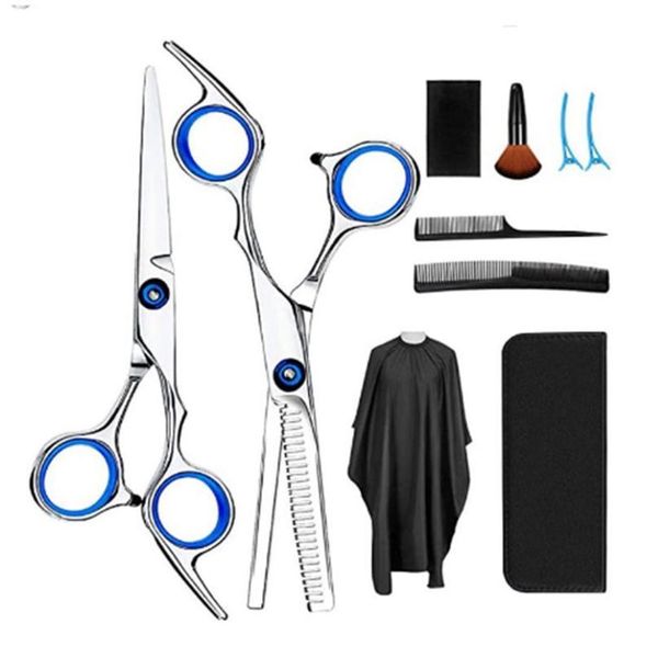 10 pcs professional hair cutting scissors set thinning shears hair razor comb clips cape hairdressing kit bar wmtvqt, Silver
10 pcs professional hair cutting scissors set thinning shears hair razor comb clips cape hairdressing kit bar wmtvqt, Silver