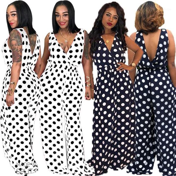 32r6088 autumn women fashion casual loose dot jumpsuit playsuit rompers plus size1, Black;white
32r6088 autumn women fashion casual loose dot jumpsuit playsuit rompers plus size1, Black;white