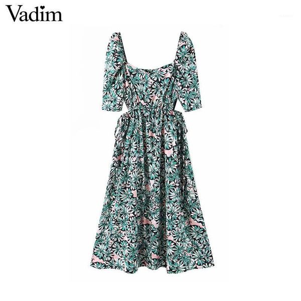 vadim women vintage floral print midi dress drawstring tie waist half sleeve female stylish mid calf dresses vestidos qd3601, Black;gray
vadim women vintage floral print midi dress drawstring tie waist half sleeve female stylish mid calf dresses vestidos qd3601, Black;gray