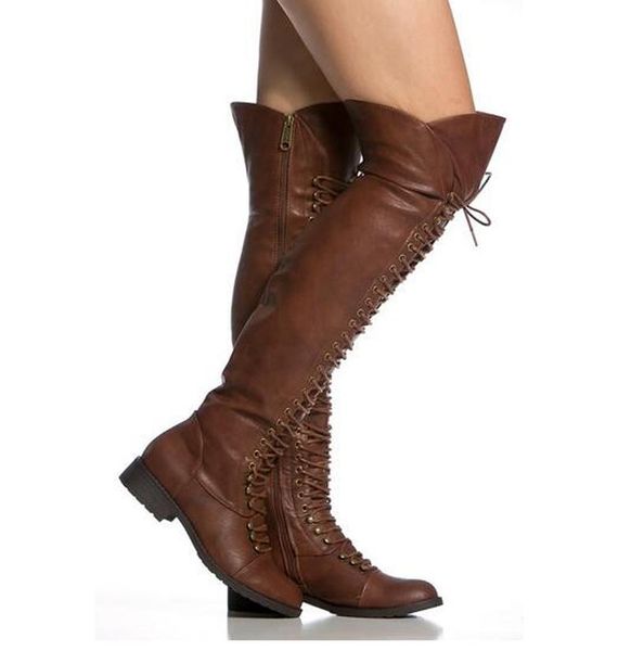 women winter new lace-up leather over knee flat boots brown black zipper-up long knight boots warm size 42
women winter new lace-up leather over knee flat boots brown black zipper-up long knight boots warm size 42