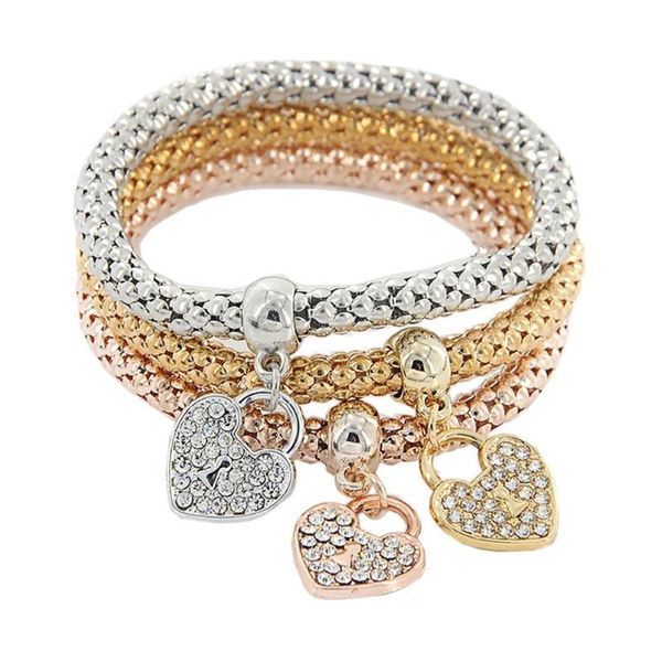 3pcs women rhinestone heart pendant corn chain elastic bracelet bangle jewelry new friendship bracelets woman's accesories, Black
3pcs women rhinestone heart pendant corn chain elastic bracelet bangle jewelry new friendship bracelets woman's accesories, Black