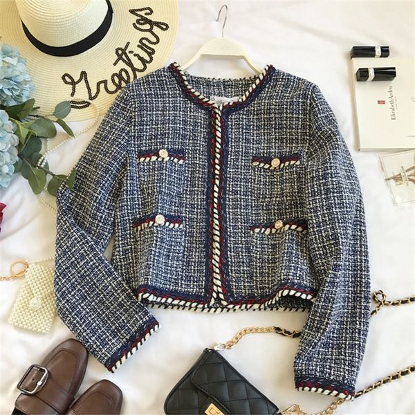 2021 new autumn female in fashionable fabric contrast color tweed english style short retro blue red jacket harvest ohin, Black;brown
2021 new autumn female in fashionable fabric contrast color tweed english style short retro blue red jacket harvest ohin, Black;brown