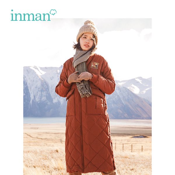 inman winter stand collar rhombic lattice embroidery women causal warm long down coat outerwear 201023, Black
inman winter stand collar rhombic lattice embroidery women causal warm long down coat outerwear 201023, Black