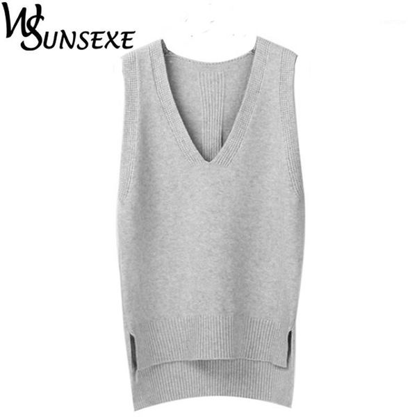 autumn knitted sleeveless vest sweater women casual loose v neck side split soild color sweaters pullover female waistcoat vests1, White;black
autumn knitted sleeveless vest sweater women casual loose v neck side split soild color sweaters pullover female waistcoat vests1, White;black