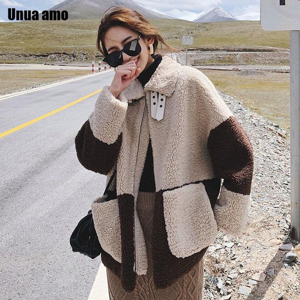 unua amo winter lambswool jacket female warm loose casual fashion hit color spliced faux fur coat women le00271a, Black
unua amo winter lambswool jacket female warm loose casual fashion hit color spliced faux fur coat women le00271a, Black