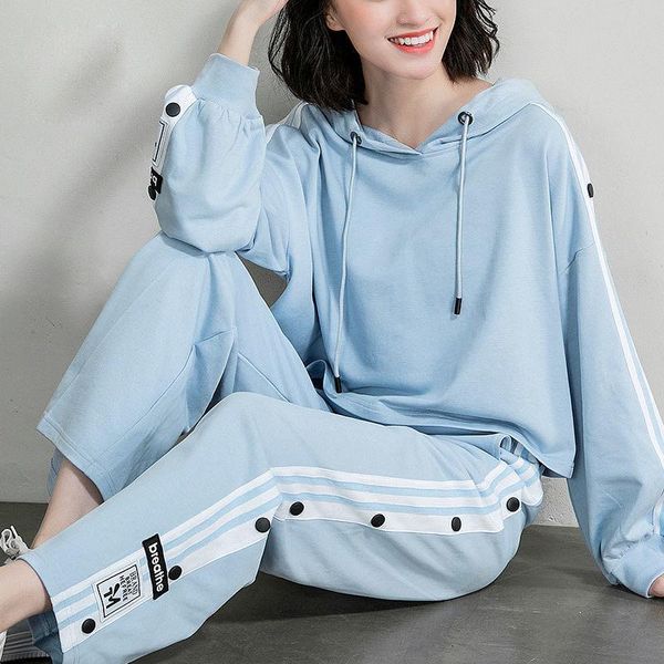 2020 autumn new sports suit women's fashion hooded wide-leg pants plus size casual women's two-piece suit, White;black
2020 autumn new sports suit women's fashion hooded wide-leg pants plus size casual women's two-piece suit, White;black