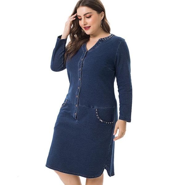 2020 autumn womens long sleeve mid-length denim dress fashion ladies vintage elegant plus size dresses 4xl 5xl 6xl, Black;gray
2020 autumn womens long sleeve mid-length denim dress fashion ladies vintage elegant plus size dresses 4xl 5xl 6xl, Black;gray