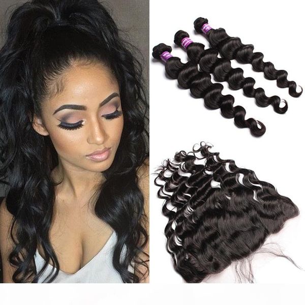 lace frontal closure with bundles indian hair extensions with closure loose curly wave human hair ear to ear 13x4 lace frontals, Black
lace frontal closure with bundles indian hair extensions with closure loose curly wave human hair ear to ear 13x4 lace frontals, Black