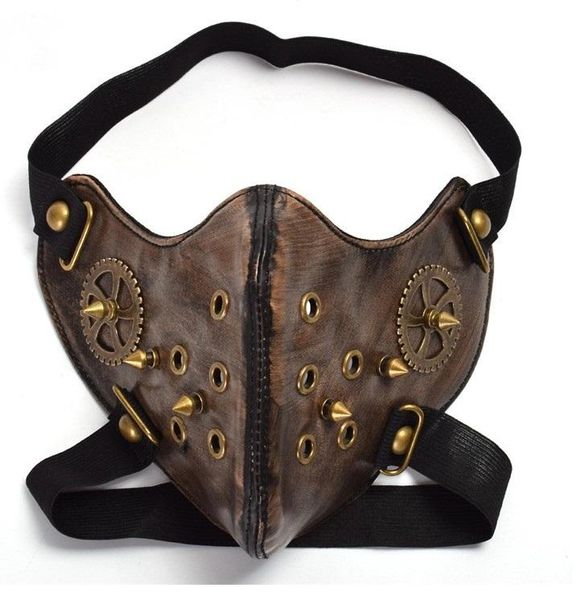 black leather cosplay masks steam punk gear mask gothic spikes rock accessories rivets hip masks masque carnaval
black leather cosplay masks steam punk gear mask gothic spikes rock accessories rivets hip masks masque carnaval