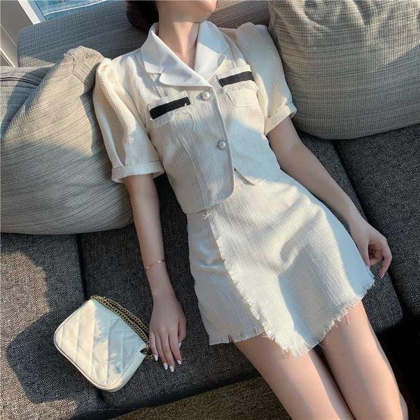 new summer tweed two piece sets women fashion buttons short sleeve + high waist chic tassel mini skirt suit elegant outfits1, Gray
new summer tweed two piece sets women fashion buttons short sleeve + high waist chic tassel mini skirt suit elegant outfits1, Gray