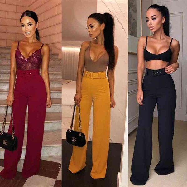Fashion Ladies High Waist With Belt Wide Leg Pants Streetwear Capris Ladies Sexy Trousers Solid Color Office Ol Capris, Black;white
Fashion Ladies High Waist With Belt Wide Leg Pants Streetwear Capris Ladies Sexy Trousers Solid Color Office Ol Capris, Black;white
