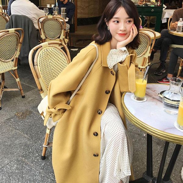 women's wool & blends philosophy autumn solid turn-collar women elegant coats sashes a-line woolen female lantern sleeve outwear, Black
women's wool & blends philosophy autumn solid turn-collar women elegant coats sashes a-line woolen female lantern sleeve outwear, Black