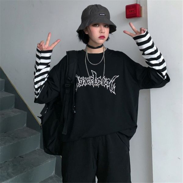 lychee harajuku patchwork striped женщины футболка fake 2 штуки женщины футболка письмо печать с длинным рукавом lade t-рубашки, White
lychee harajuku patchwork striped женщины футболка fake 2 штуки женщины футболка письмо печать с длинным рукавом lade t-рубашки, White