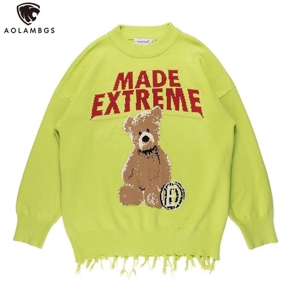 aolamegs sweater men hit color cartoon bear tassel knitted pullover men o-neck harajuku high street autumn men streetwear couple 201123, White;black
aolamegs sweater men hit color cartoon bear tassel knitted pullover men o-neck harajuku high street autumn men streetwear couple 201123, White;black