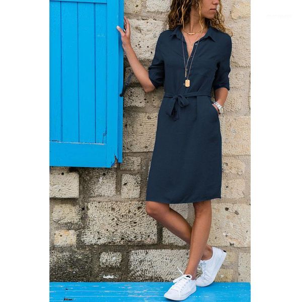 casual dresses fashion turn-down collar party shirt dress women solid three quarter sleeve spring plus size loose vestidos robe1, Black;gray
casual dresses fashion turn-down collar party shirt dress women solid three quarter sleeve spring plus size loose vestidos robe1, Black;gray