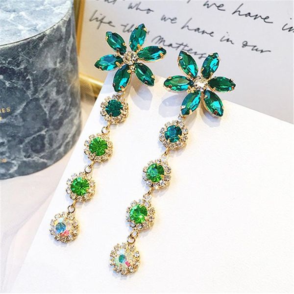 fyuan long tassel drop earrings for women bijoux 2020 green flower crystal dangle earring fashion jewelry gifts, Silver
fyuan long tassel drop earrings for women bijoux 2020 green flower crystal dangle earring fashion jewelry gifts, Silver