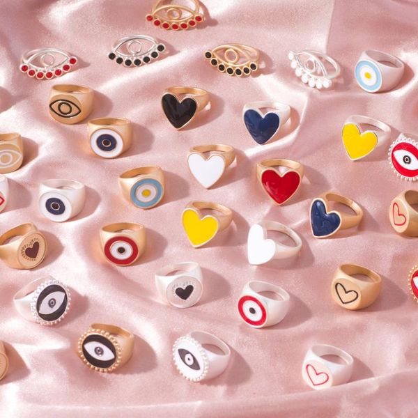 cluster rings 2021 female women's wedding alloy drop oil love heart eye round gifts for women girls party fashion jewelry punk, Golden;silver
cluster rings 2021 female women's wedding alloy drop oil love heart eye round gifts for women girls party fashion jewelry punk, Golden;silver