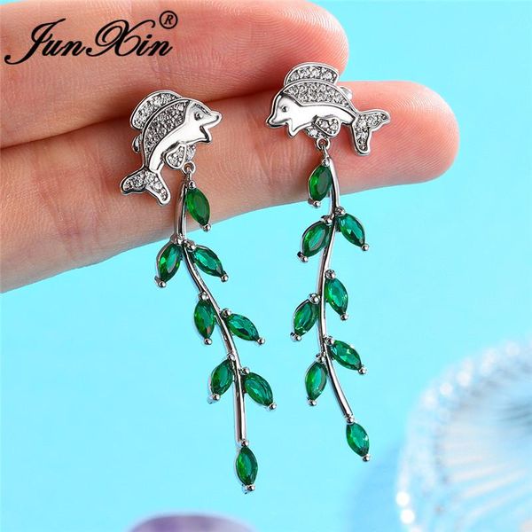junxin original cute water grass golden fish drop earrings for women white rose gold color green zircon beach earrings jewelry, Silver
junxin original cute water grass golden fish drop earrings for women white rose gold color green zircon beach earrings jewelry, Silver