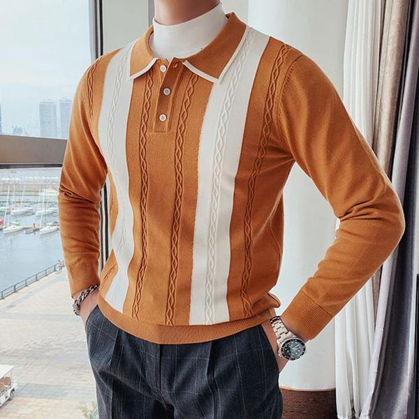 men's polos yellow green england contrast color knitted base shirt men autumn lapel long-sleeved casual sweater black, White;black
men's polos yellow green england contrast color knitted base shirt men autumn lapel long-sleeved casual sweater black, White;black
