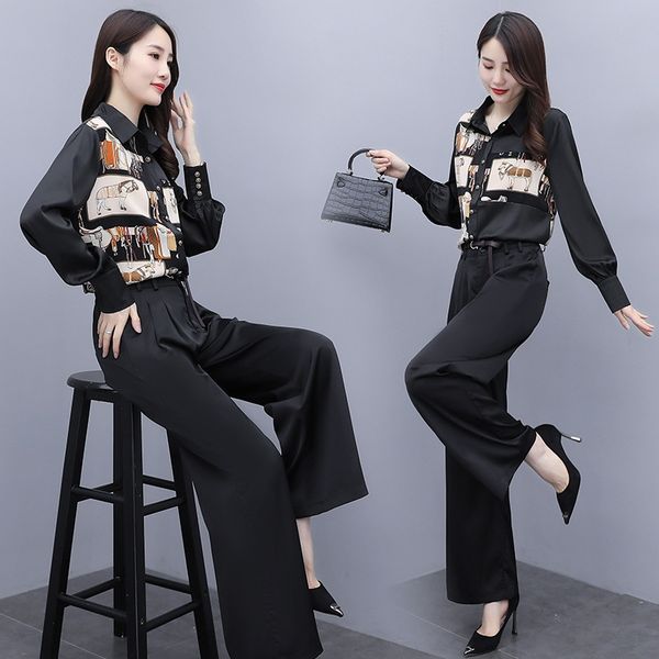 2020 autumn new korean high texture wide leg pants temperament suit women fashion two piece shirt shirt set dpxij, Gray
2020 autumn new korean high texture wide leg pants temperament suit women fashion two piece shirt shirt set dpxij, Gray