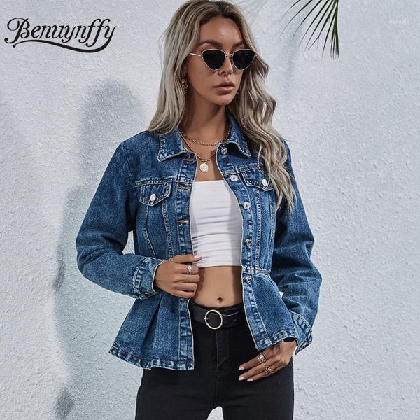 benuynffy turn-down collar pleated denim jacket women spring and autumn vintage single breasted jean coats outwear with belt1, Black;brown
benuynffy turn-down collar pleated denim jacket women spring and autumn vintage single breasted jean coats outwear with belt1, Black;brown