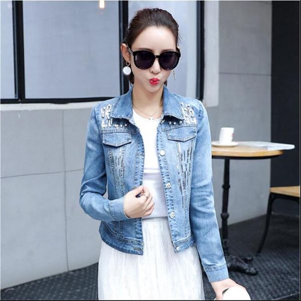 new 2021 summer autumn denim jacket women three quarter slim cotton light washed short jeans jacket coats, Black;brown
new 2021 summer autumn denim jacket women three quarter slim cotton light washed short jeans jacket coats, Black;brown