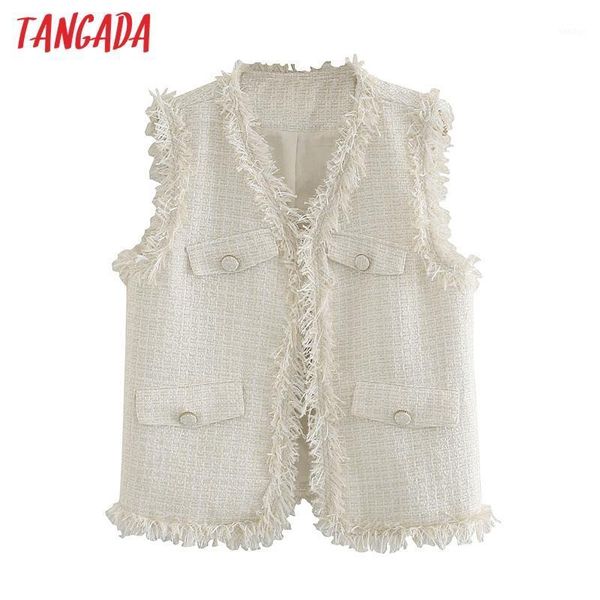 tangada 2020 women tweed white waistcoat vest coat pocket female casual sleeveless blazer 3h1161, Black;white
tangada 2020 women tweed white waistcoat vest coat pocket female casual sleeveless blazer 3h1161, Black;white