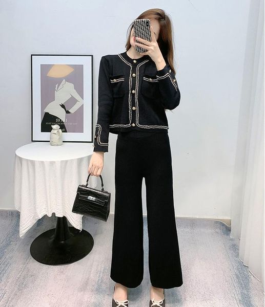 women's tracksuits 2021 autumn elegant hit color knitted two piece women single breasted cardigan + wide leg pant set casual clothing, Gray
women's tracksuits 2021 autumn elegant hit color knitted two piece women single breasted cardigan + wide leg pant set casual clothing, Gray