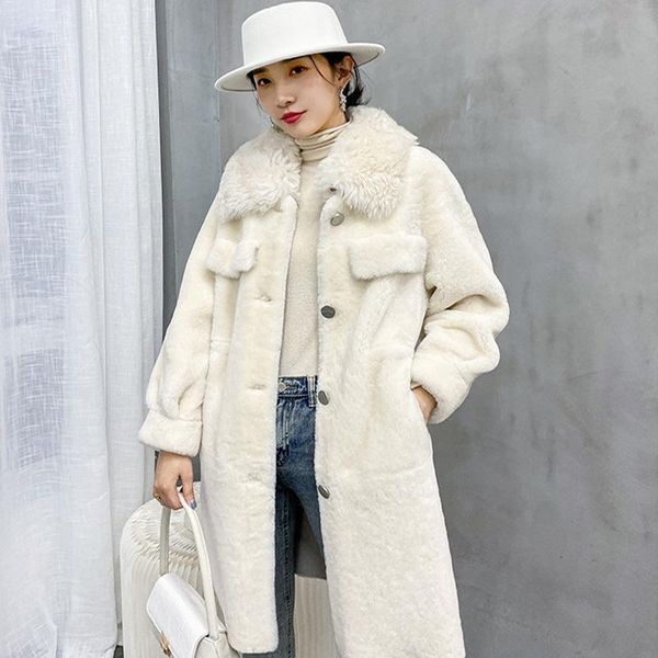women's fashion autumn and winter temperament haining fur granule plush fur integrated hepburn style medium length coat, Black
women's fashion autumn and winter temperament haining fur granule plush fur integrated hepburn style medium length coat, Black