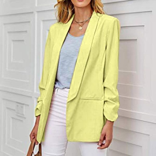 plus womens casual blazer ruched long sleeve open front fit office cardigan jackets autumn solid color thin outwear for ladies, White;black
plus womens casual blazer ruched long sleeve open front fit office cardigan jackets autumn solid color thin outwear for ladies, White;black