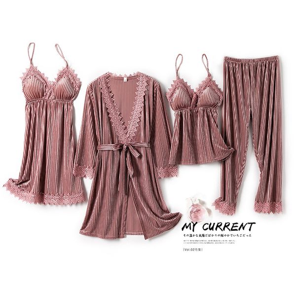 mechcitiz velvet 4 pieces pajamas sets for women lace robe pijamas autumn winter sleepwear pants nightwear warm home suit 201113, Black;red
mechcitiz velvet 4 pieces pajamas sets for women lace robe pijamas autumn winter sleepwear pants nightwear warm home suit 201113, Black;red