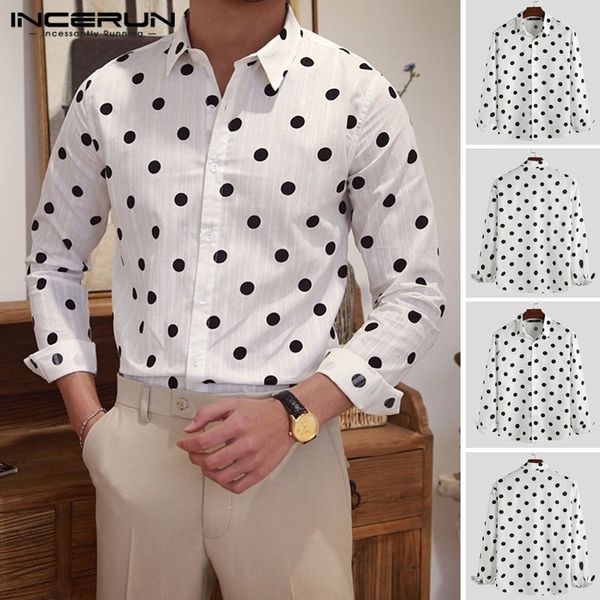 men dress shirt polka dot cotton stylish long sleeve lapel neck streetwear chic retro brand casual shirts men 2020 incerun y200409, White;black
men dress shirt polka dot cotton stylish long sleeve lapel neck streetwear chic retro brand casual shirts men 2020 incerun y200409, White;black