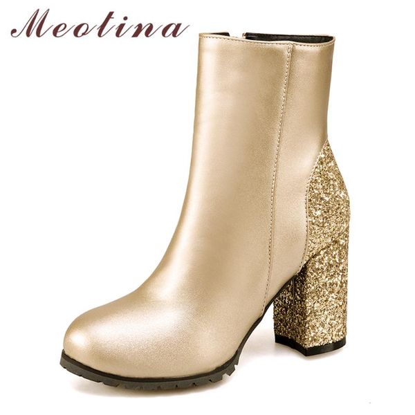meotina women autumn shoes high heels female ankle boots gold glitter thick heels winter boots shoes 2020 zip large size 33-46, Black
meotina women autumn shoes high heels female ankle boots gold glitter thick heels winter boots shoes 2020 zip large size 33-46, Black