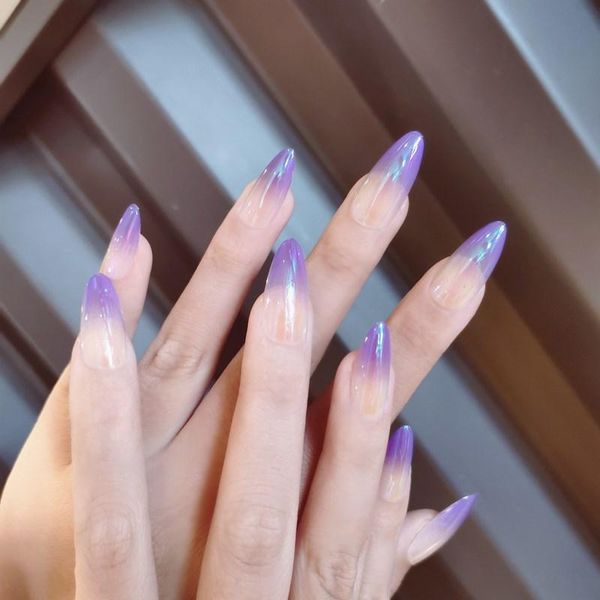 24pcs/box minimalism fashionable long style purple color aurora gradient full cover wearable fake nails woman hand decoration dl, Red;gold
24pcs/box minimalism fashionable long style purple color aurora gradient full cover wearable fake nails woman hand decoration dl, Red;gold