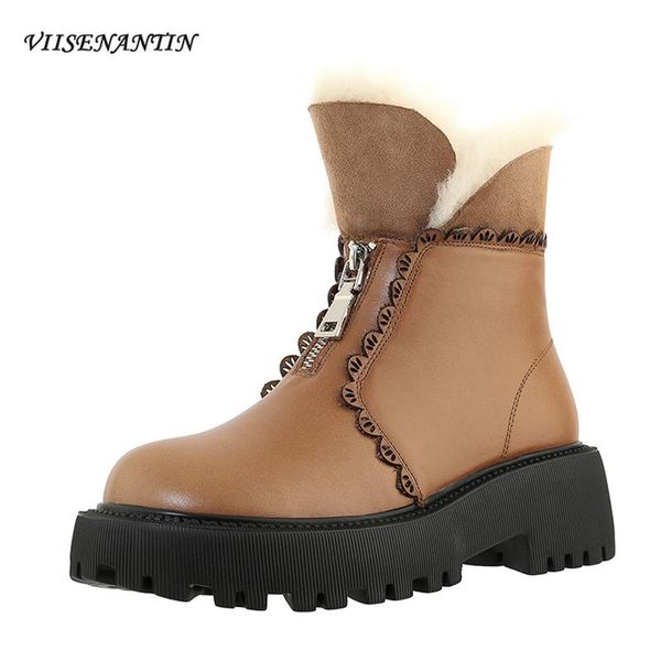 winter new keep warm winter trendy snow boots women's sponge cake sole british style leather thick-soled lace fur ankle boots, Black
winter new keep warm winter trendy snow boots women's sponge cake sole british style leather thick-soled lace fur ankle boots, Black