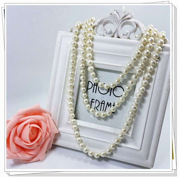glass imitation pearl knot long money chain women's sweater chain multi-layered beaded necklace, Silver
glass imitation pearl knot long money chain women's sweater chain multi-layered beaded necklace, Silver
