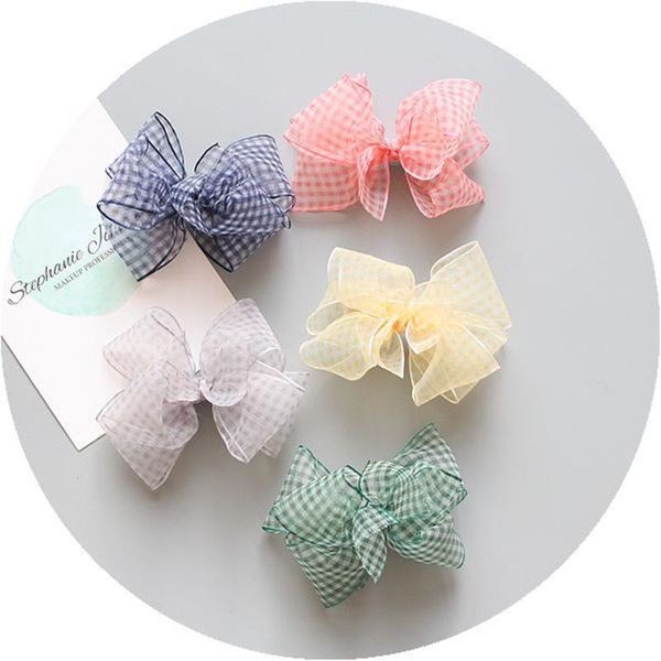 hair accessories fashion girls' checked tulle bow clips yarn tie alligator hairpin, Slivery;white
hair accessories fashion girls' checked tulle bow clips yarn tie alligator hairpin, Slivery;white