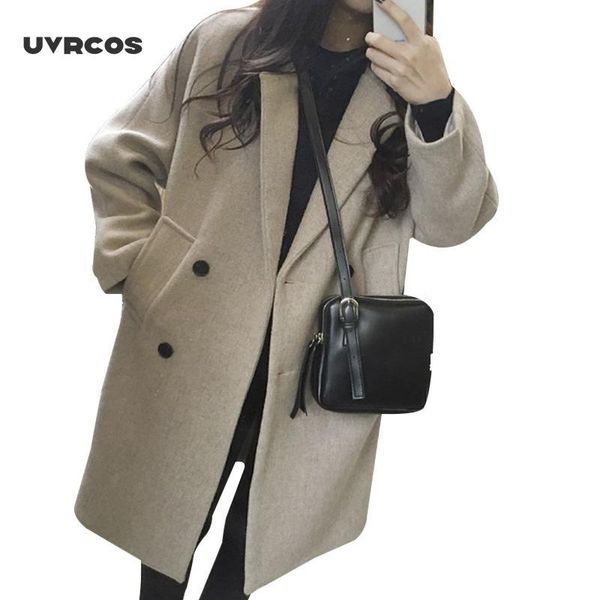 uvrcos new thin wool blend coat women solid long sleeve turn-down collar jacket autumn winter elegant double breasted jacket, Black
uvrcos new thin wool blend coat women solid long sleeve turn-down collar jacket autumn winter elegant double breasted jacket, Black