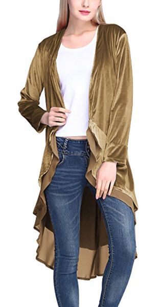 european american selling elegant velvet trench coat elegant long flounced trench, Tan;black
european american selling elegant velvet trench coat elegant long flounced trench, Tan;black