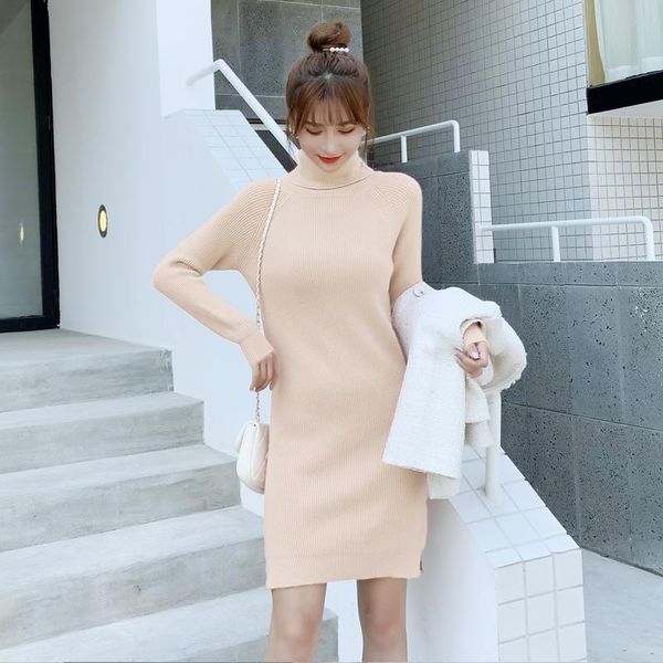 women's sweaters elegant women autumn winter high-neck mid-length base over-knee pullover sweater knitted dress, White;black
women's sweaters elegant women autumn winter high-neck mid-length base over-knee pullover sweater knitted dress, White;black