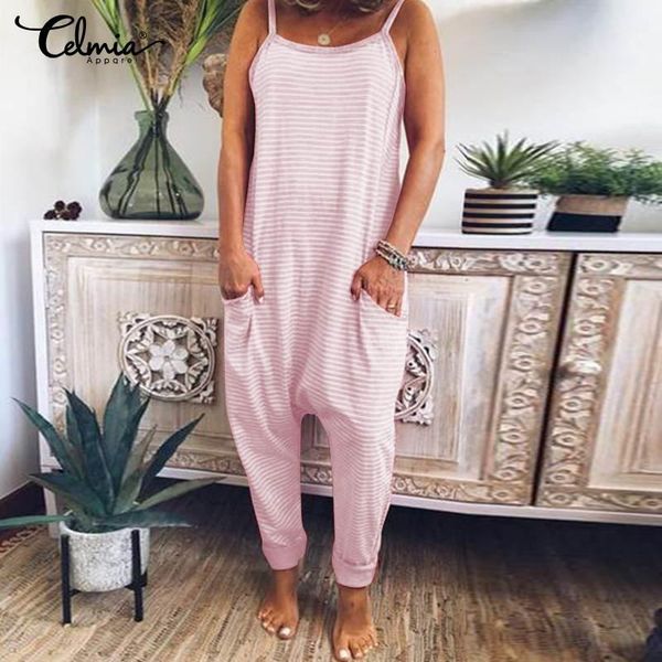 women's jumpsuits & rompers 5xl women drop-crotch celmia 2021 summer straps striped casual loose harem pants plus size sleeveless overa, Black;white
women's jumpsuits & rompers 5xl women drop-crotch celmia 2021 summer straps striped casual loose harem pants plus size sleeveless overa, Black;white